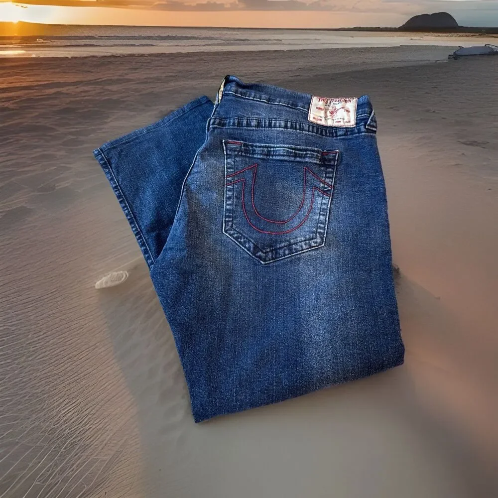 True Religion Ricky Jeans Relaxed Straight Medium Wash Men's Size 42/26 Y2K